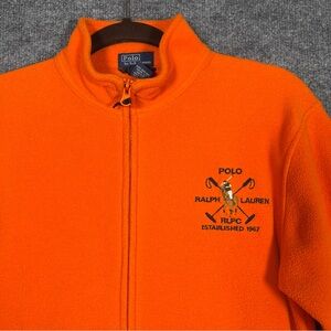 Polo Ralph Lauren Boys Large 16/18 Orange‎ Zip Fleece Pony Embroidered Sweater